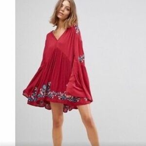 Free People Red Floral Mini Dress